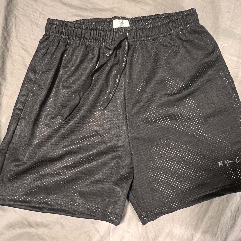 Til You Collapse Black Athletic Shorts Moisture-Wicking Elastic Waistband